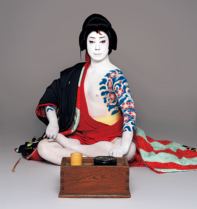 No2762額装　歌舞伎　役者　隈取　絹本　市川門之助（七代目）牛若丸　送料無料 第3回 水木十五堂賞 受賞者の紹介／大和郡山市